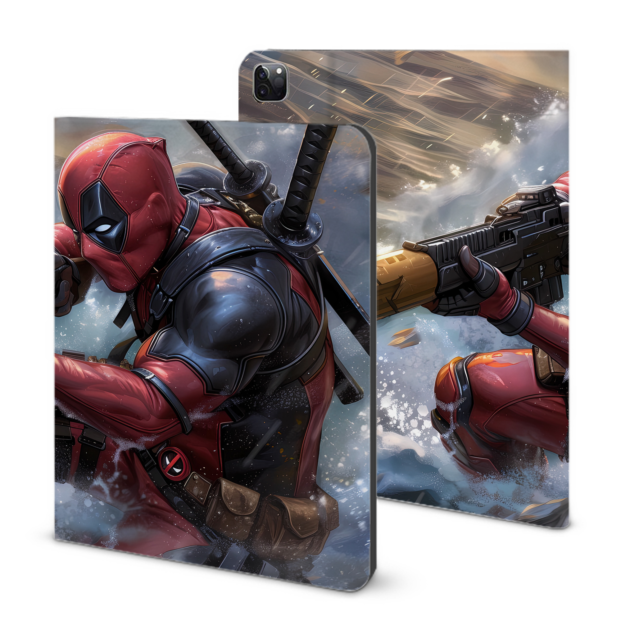 （画像用） Deadpool デッドプール IPad ケース ブック型 PUレザー TPU 耐衝撃 軽量 薄型 ペン収納なし 全面保護 IPad 各モデル対応